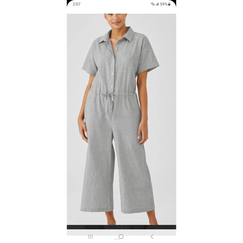 Eileen Fisher organic cotton/linen jumpsuit XXS minimalist lightweight one-piece